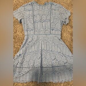 Altar'd State Blue Tiered Flutter Sleeve Dress